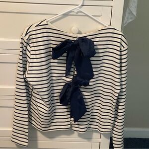 JCrew blue and white shirt with bows on back. Size Small
